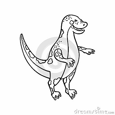 Vector black and white illustration of doodle dinosaur. Large lizard line art. Vector Illustration